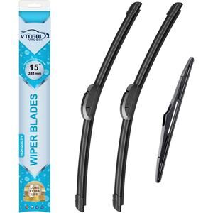 VTOGOI 15"+15" + 13" Wiper Blade Set 2007-2017 Jeep Wrangler 3 Pack Front+Rear